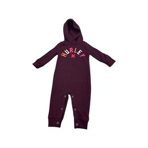 Hurley Burgundy Baby long pant/sleeve Romper